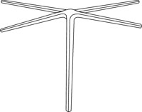 a black and white drawing of a table with four legs